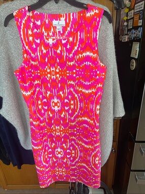 Jude Connally Dress Bright Pink Orange Sleeveless Size Large